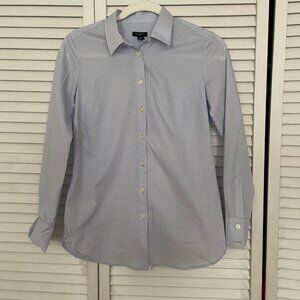Ann Taylor NWT, Blue Fitted Button Down Shirt - 2 Petite